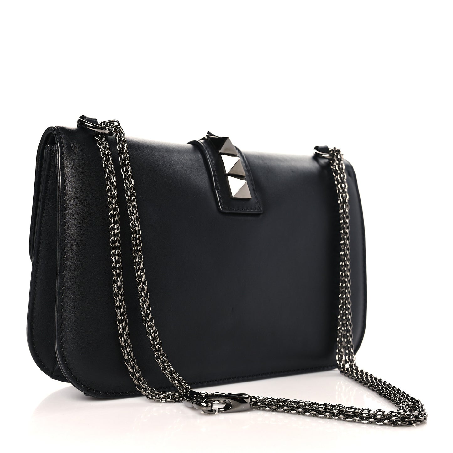Vitello Medium Glam Lock Rockstud Flap Black