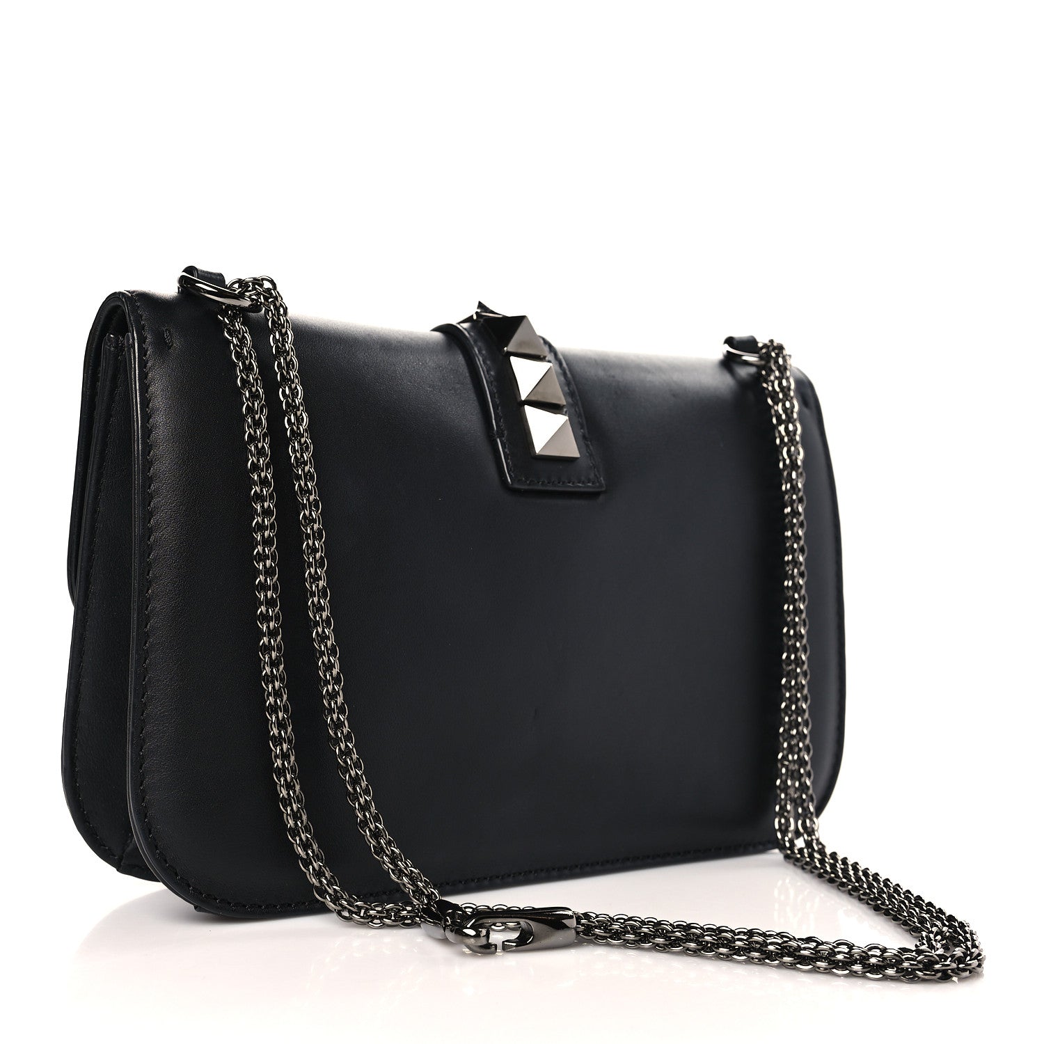Valentino Garavani Vitello Medium Glam Lock Rockstud Flap Black 3 of 8