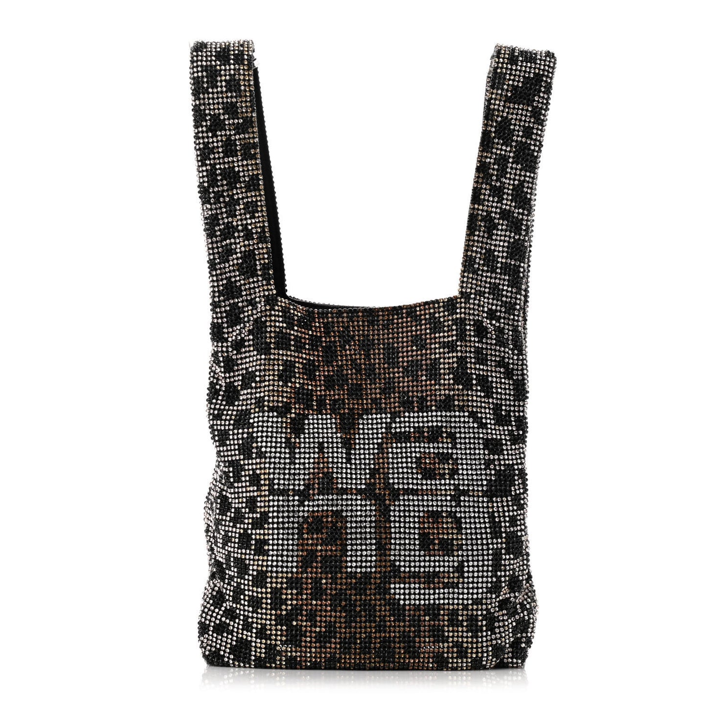 Crystal Leopard Mini Wanglock Shopper Black Brown