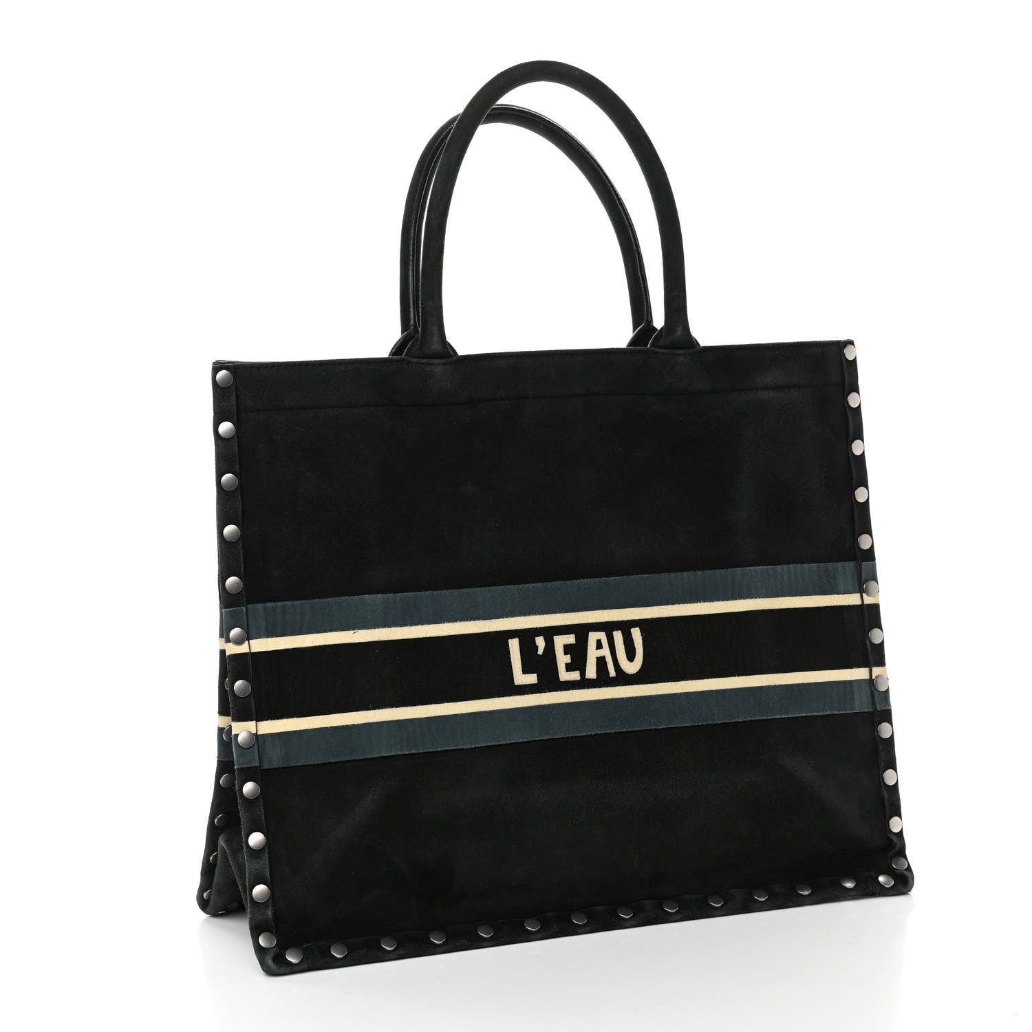 Christian Dior Suede Large Sea Book Tote Black 3 of 13