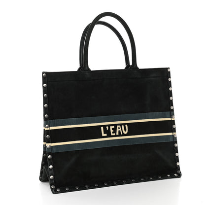 Christian Dior Suede Large Sea Book Tote Black 3 of 13