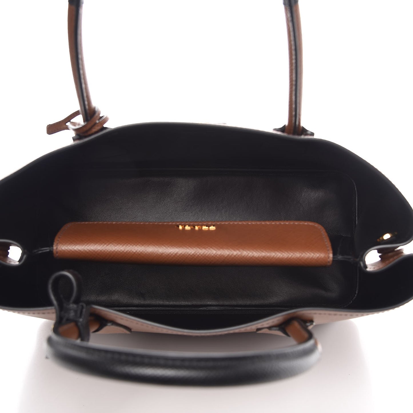 Saffiano Cuir Bi-Color Medium Double Bag Palissandro Black