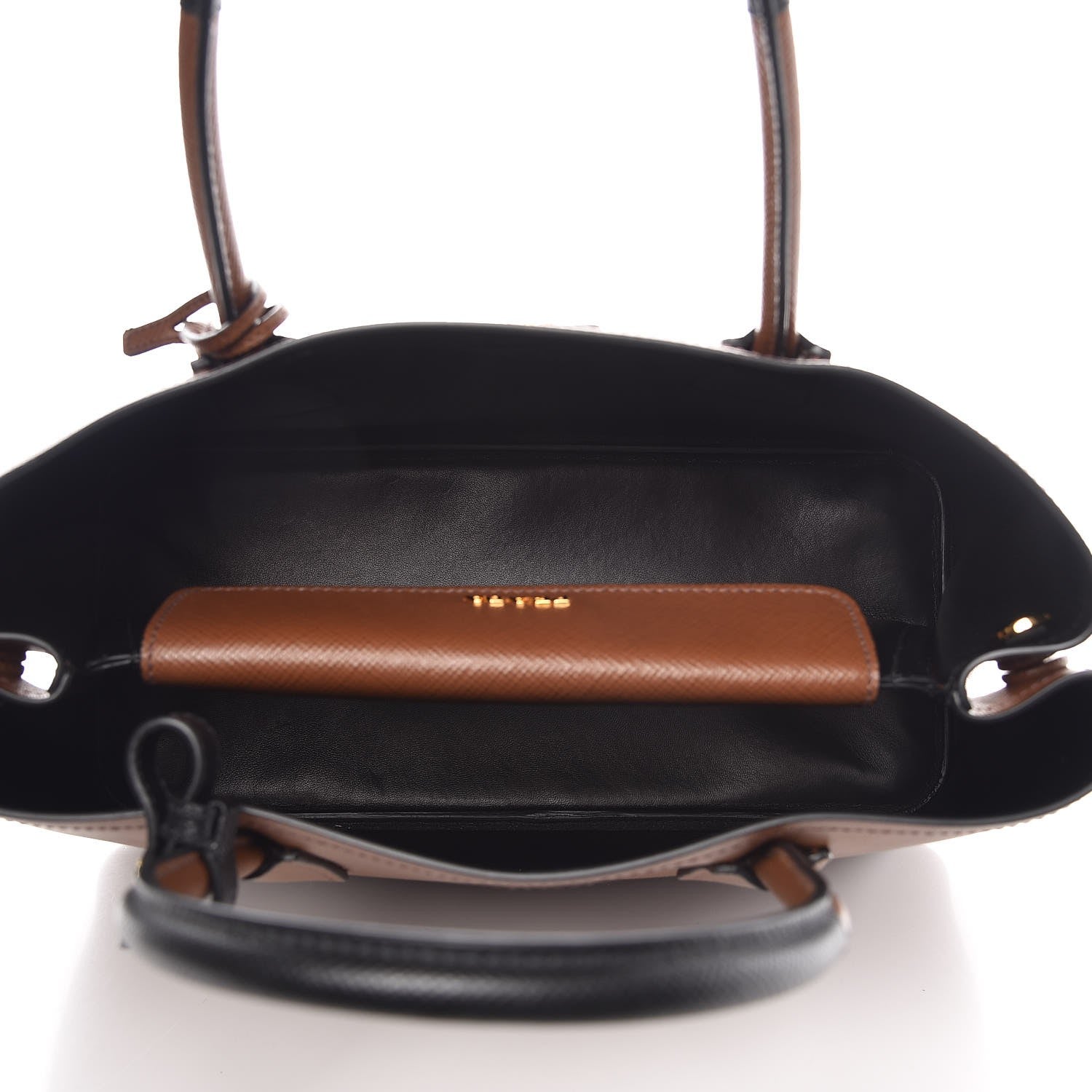 Prada Saffiano Cuir Bi-Color Medium Double Bag Palissandro Black 6 of 9