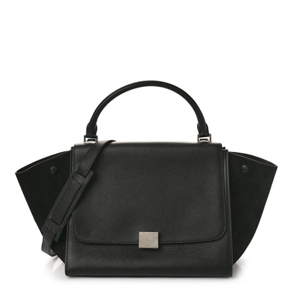 Celine Drummed Calfskin Suede Medium Trapeze Black 1 of 8