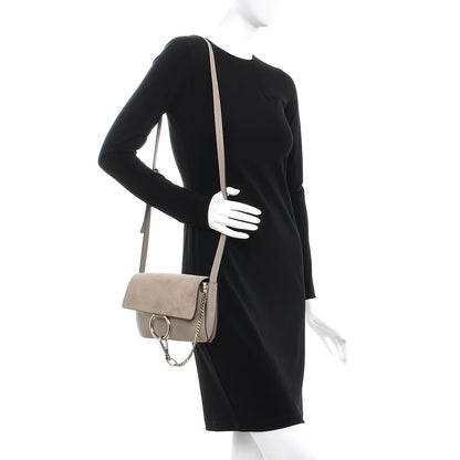 Chloe Suede Calfskin Small Faye Shoulder Bag Motty Grey 2 of 9