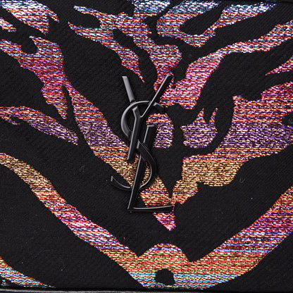 Saint Laurent Calfskin Tiger Burnout Monogram Lou Camera Bag Black 9 of 10