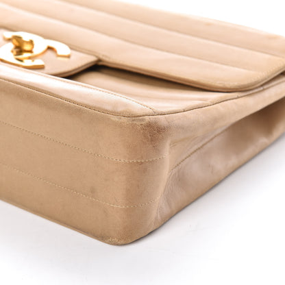 Chanel Lambskin Horizontal Quilt Jumbo Single Flap Beige 18 of 19