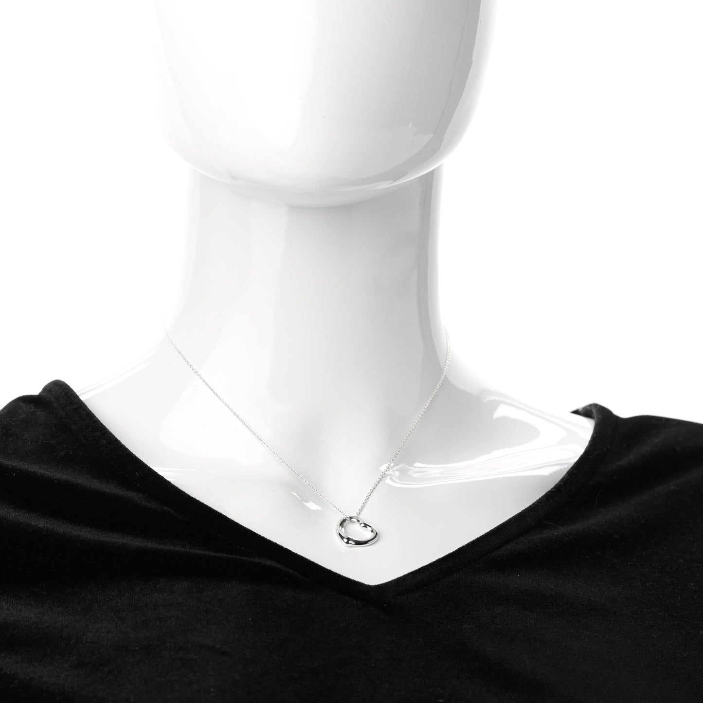 Sterling Silver 16mm Elsa Peretti Open Heart Pendant Necklace