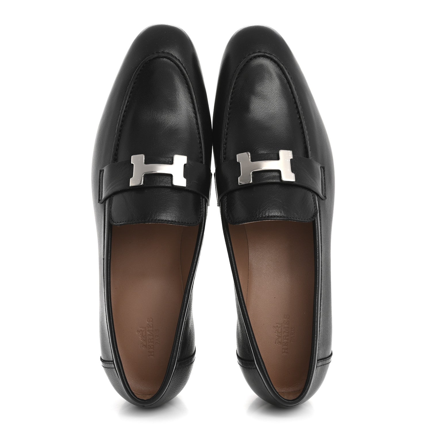 Hermes Goatskin Womens Paris Loafers 41 Black 2 of 10