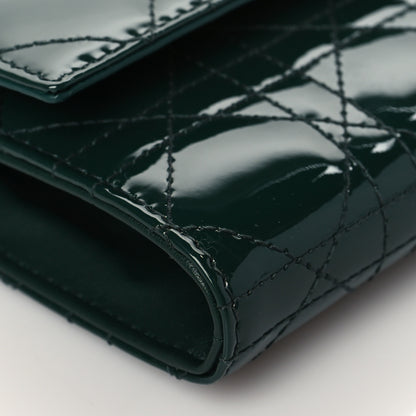 Christian Dior Patent Cannage Rendez-vous Chain Wallet Dark Green 8 of 10