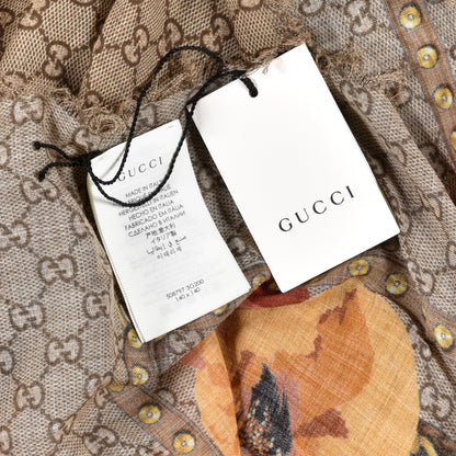 Gucci Wool Jacquard GG Monogram Big Panshie Fringe Shawl Sun Beige 3 of 4