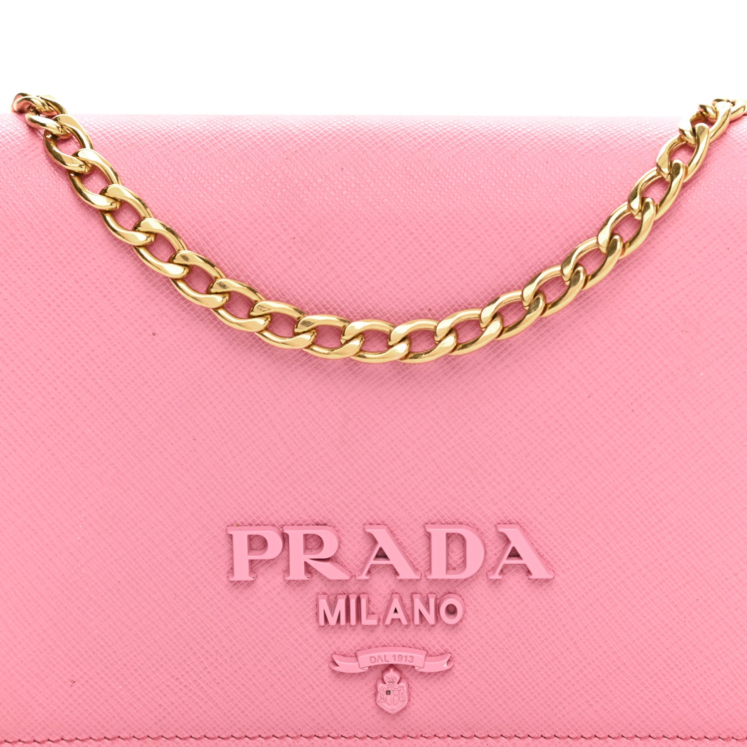 Prada Saffiano Lux Monocrome Chain Wallet Petalo 7 of 9