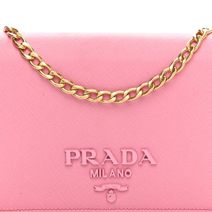 Prada Saffiano Lux Monocrome Chain Wallet Petalo 7 of 9