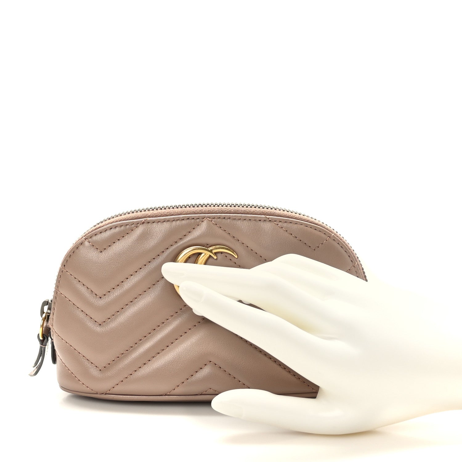 Gucci Calfskin Matelasse GG Marmont Pouch Cosmetic Case Porcelain Rose 2 of 7