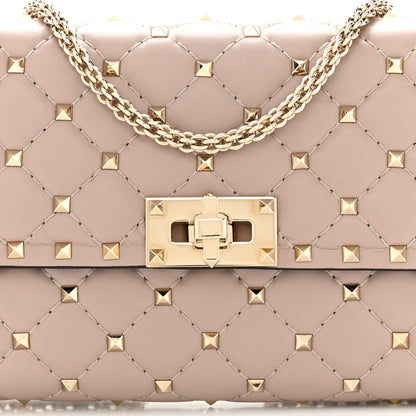 Valentino Garavani Lambskin Rockstud Spike Wallet on Chain Poudre 7 of 9