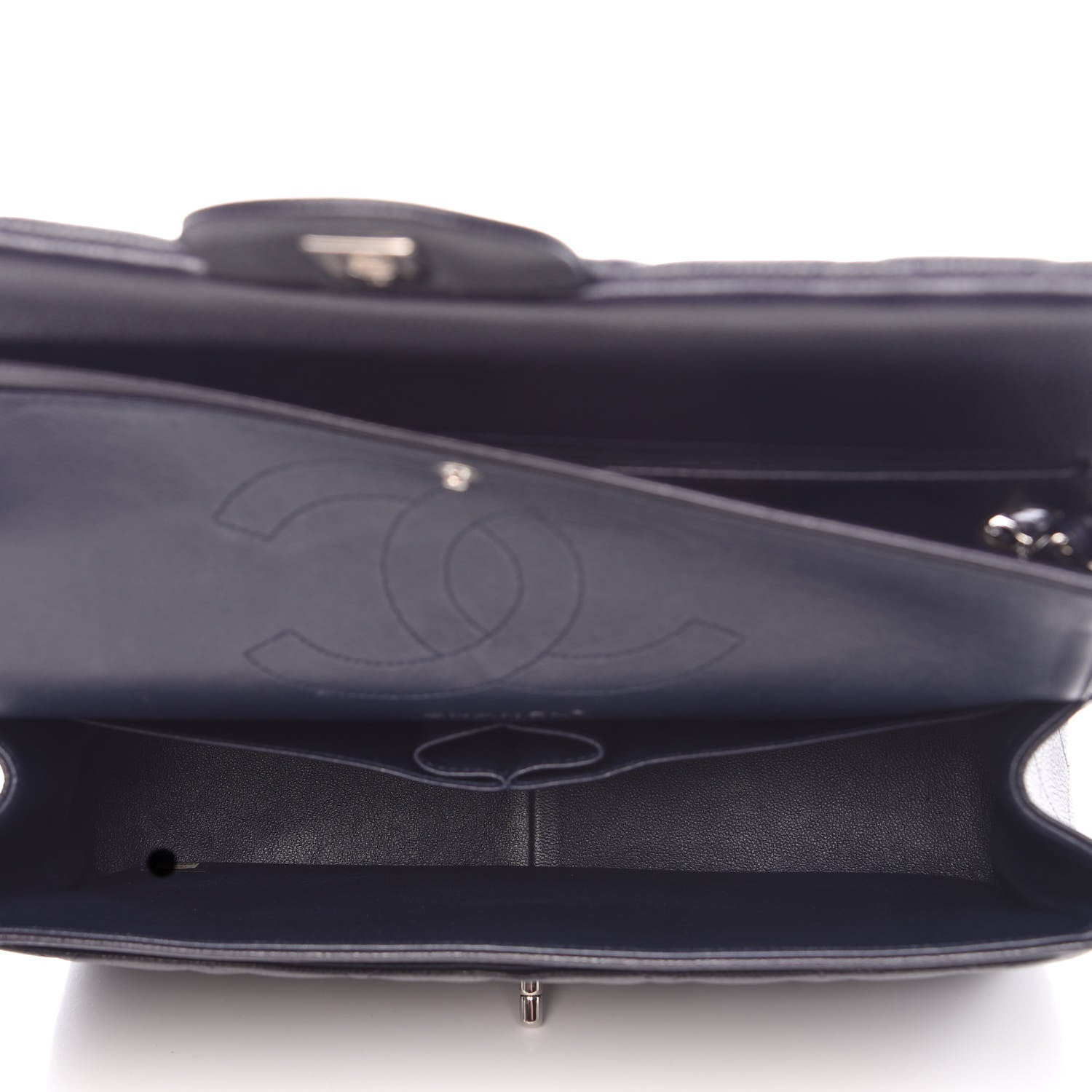 Chanel Caviar Quilted Jumbo Double Flap Navy Blue 6 of 10
