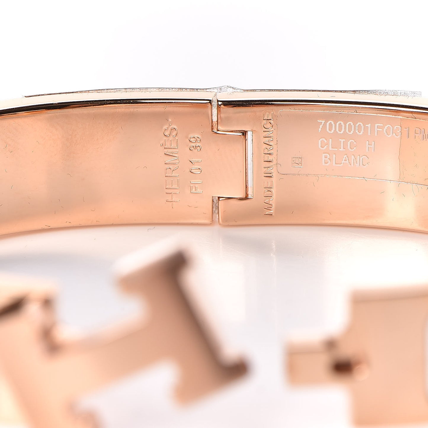 Enamel Narrow Clic Clac H Bracelet PM White