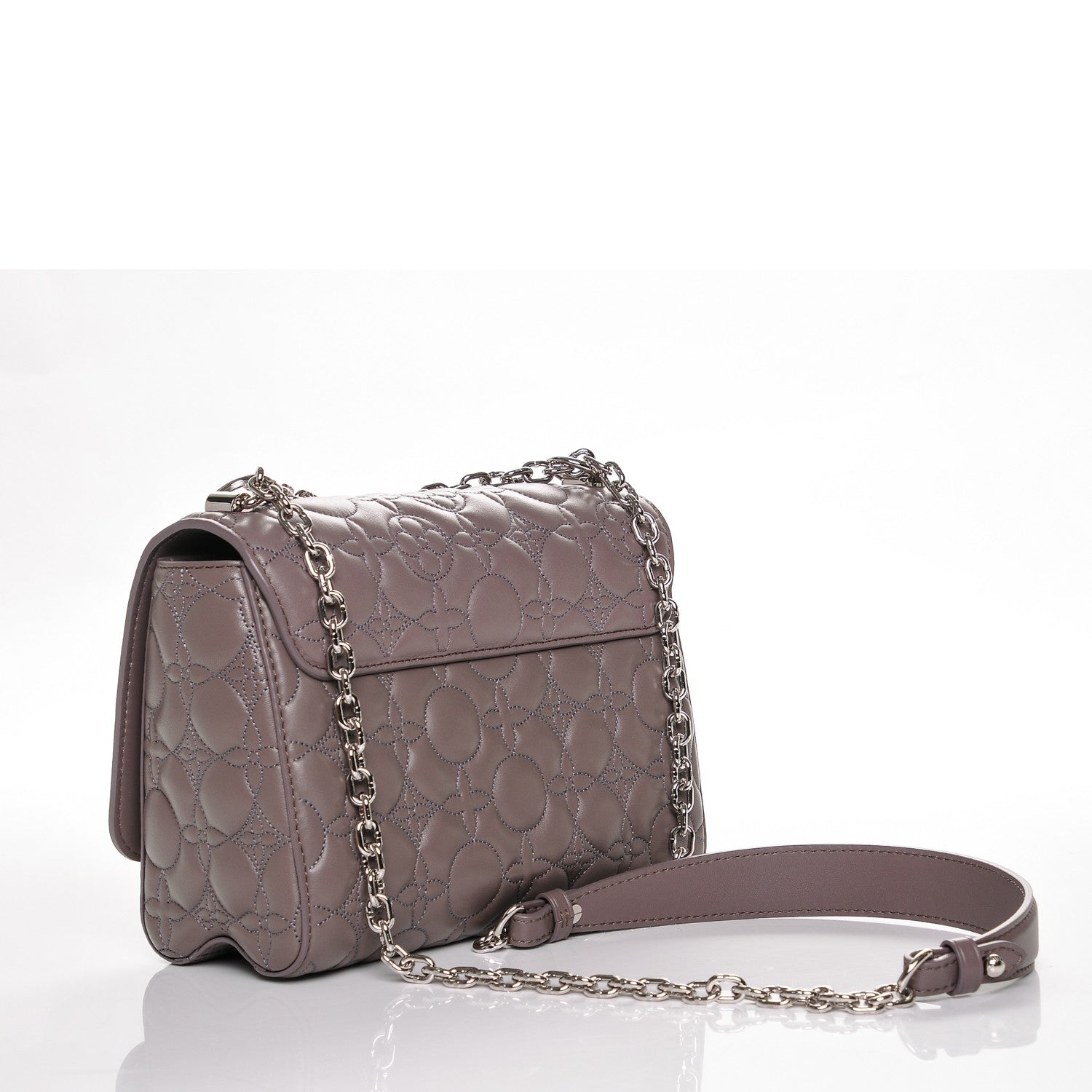 Louis Vuitton Lambskin Flower Quilted Twist Shoulder Bag GM Gris 4 of 7