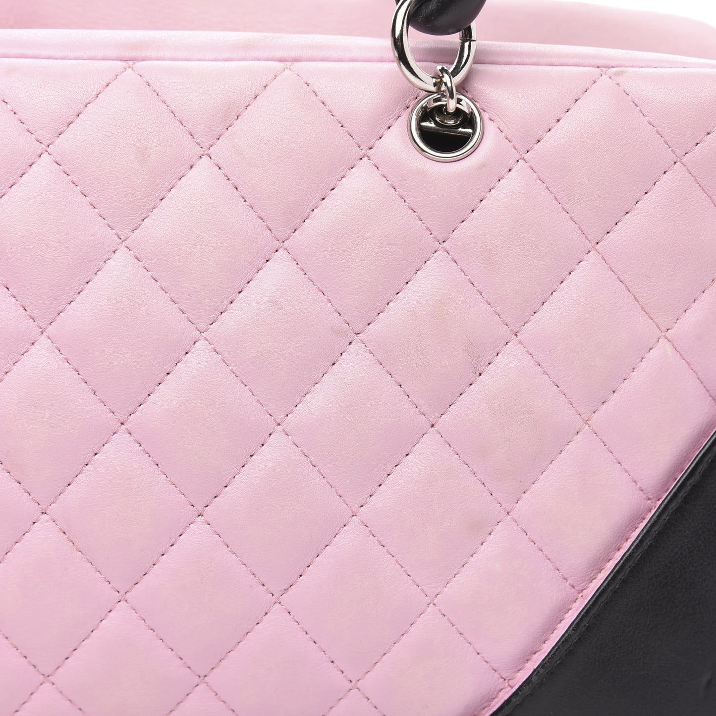 Calfskin Quilted Large Cambon Bowler Pink Black