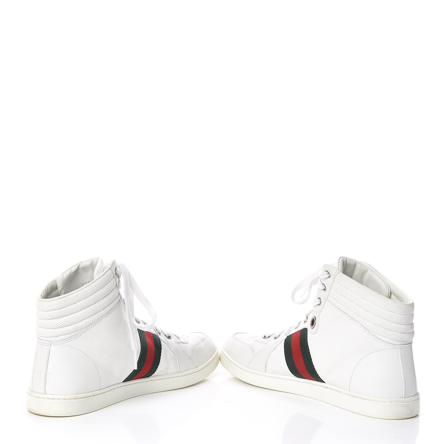 Gucci Calfskin Web Mens Coda High Top Sneakers 9 White 6 of 14