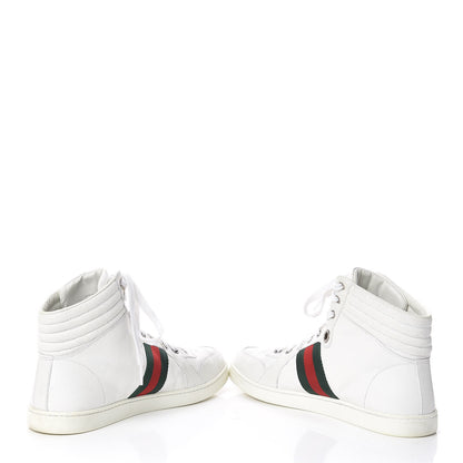Gucci Calfskin Web Mens Coda High Top Sneakers 9 White 6 of 14