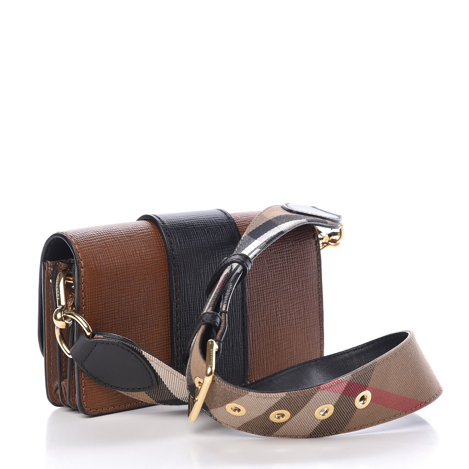 Burberry Grainy Calfskin House Check Small Buckle Bag Brown 3 of 13