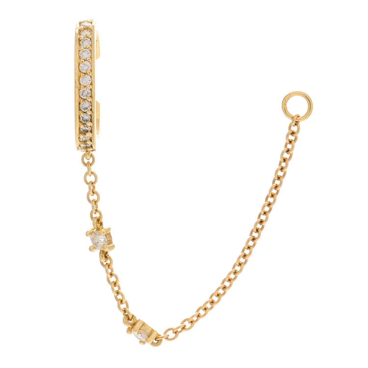 Anita Ko 18K Yellow Gold Diamond Single Row Chain Ear Cuff Earring 1 of 5