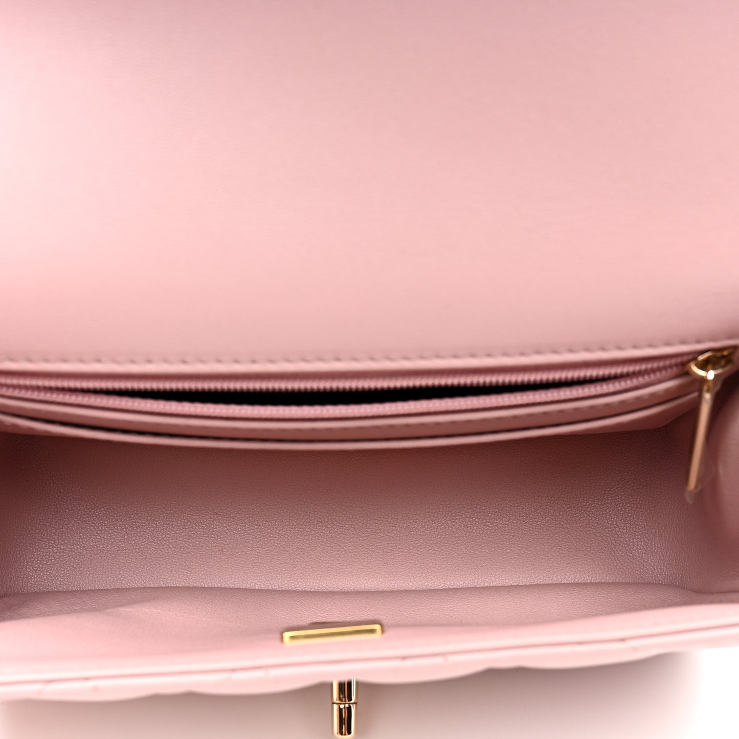 Lambskin Quilted Mini Top Handle Rectangular Flap Light Pink