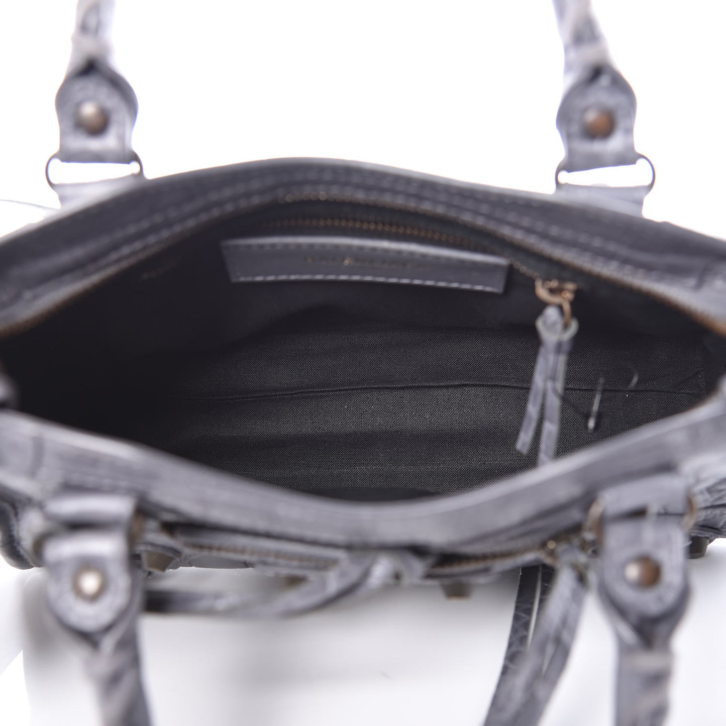 Calfskin Crocodile Embossed Classic Hardware Mini City Gris Beton