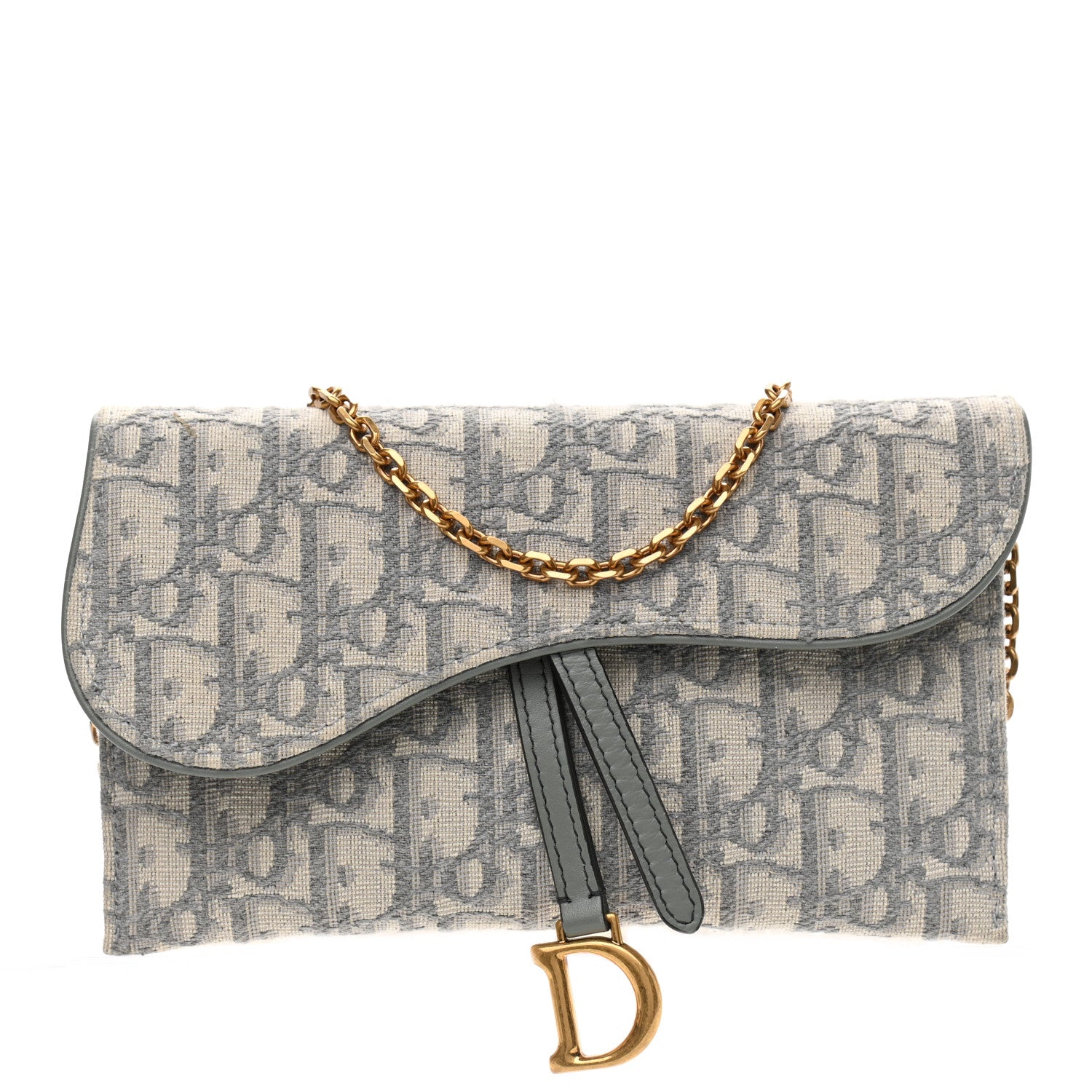 Christian Dior Oblique Saddle Chain Long Wallet Grey 2 of 10