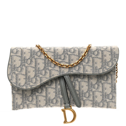 Christian Dior Oblique Saddle Chain Long Wallet Grey 2 of 10