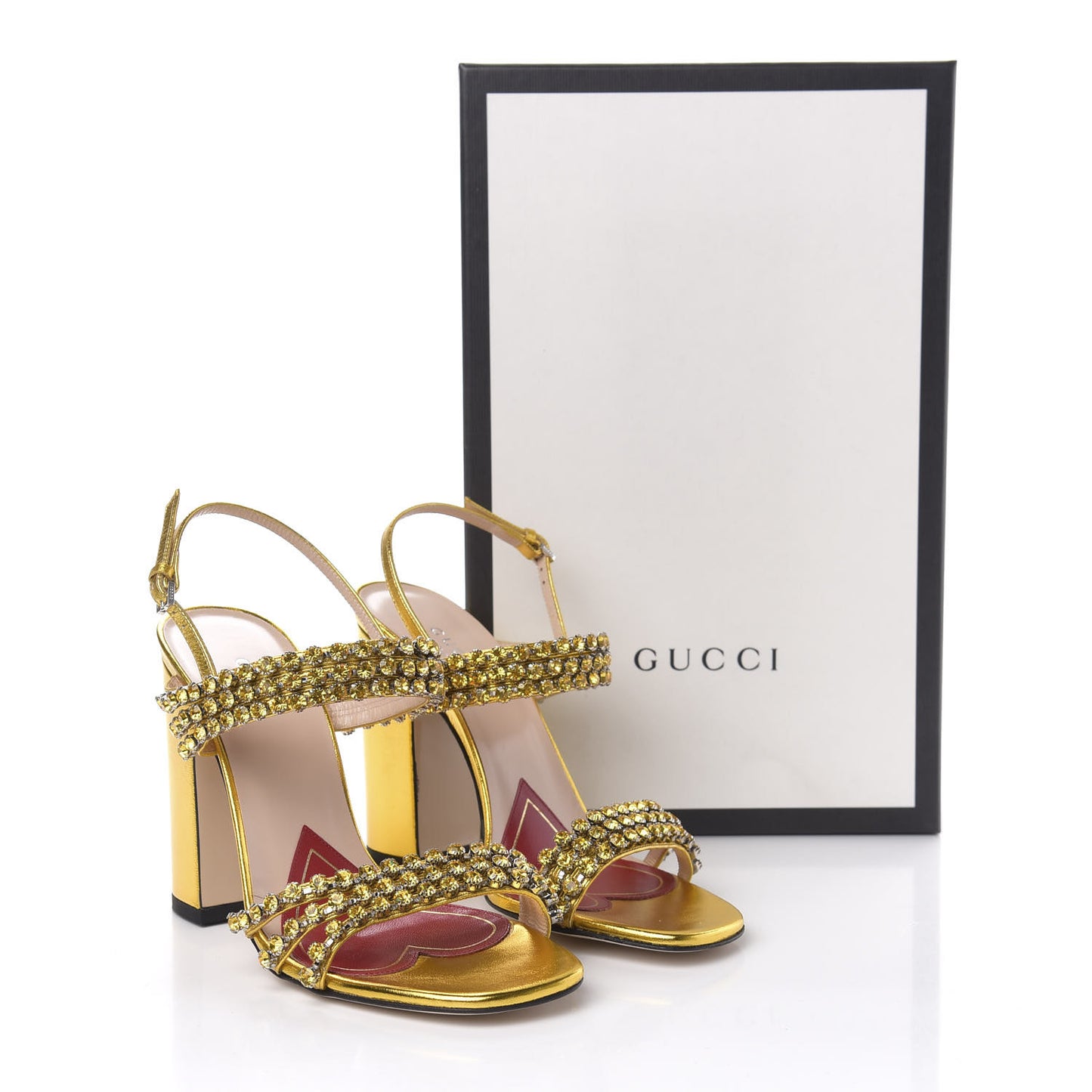 Nappa Silk Crystal Bertie High Heel Sandals 36.5 Gold