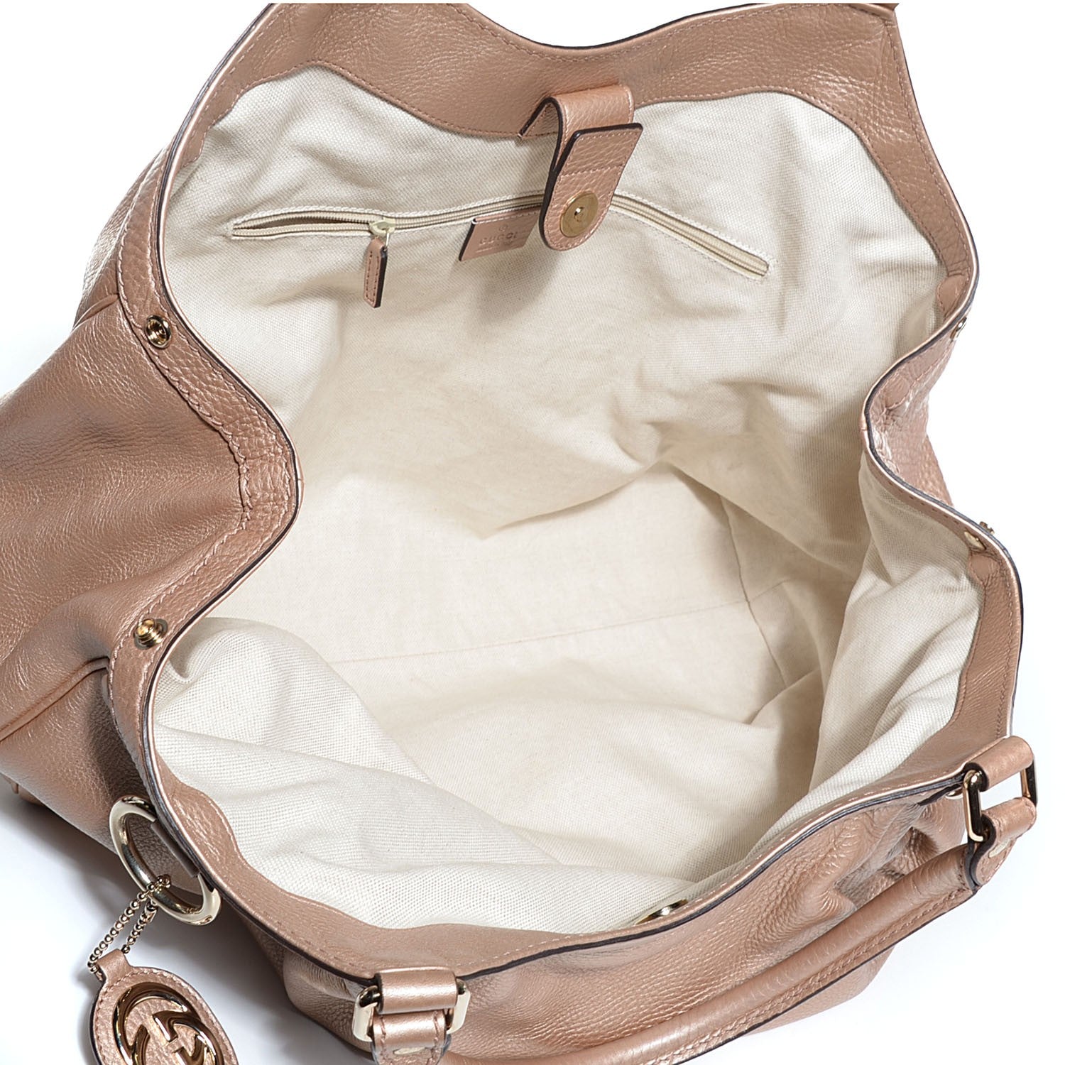 Gucci Metallic Cellarius Calfskin Large Sukey Tote Winter Rose 5 of 9