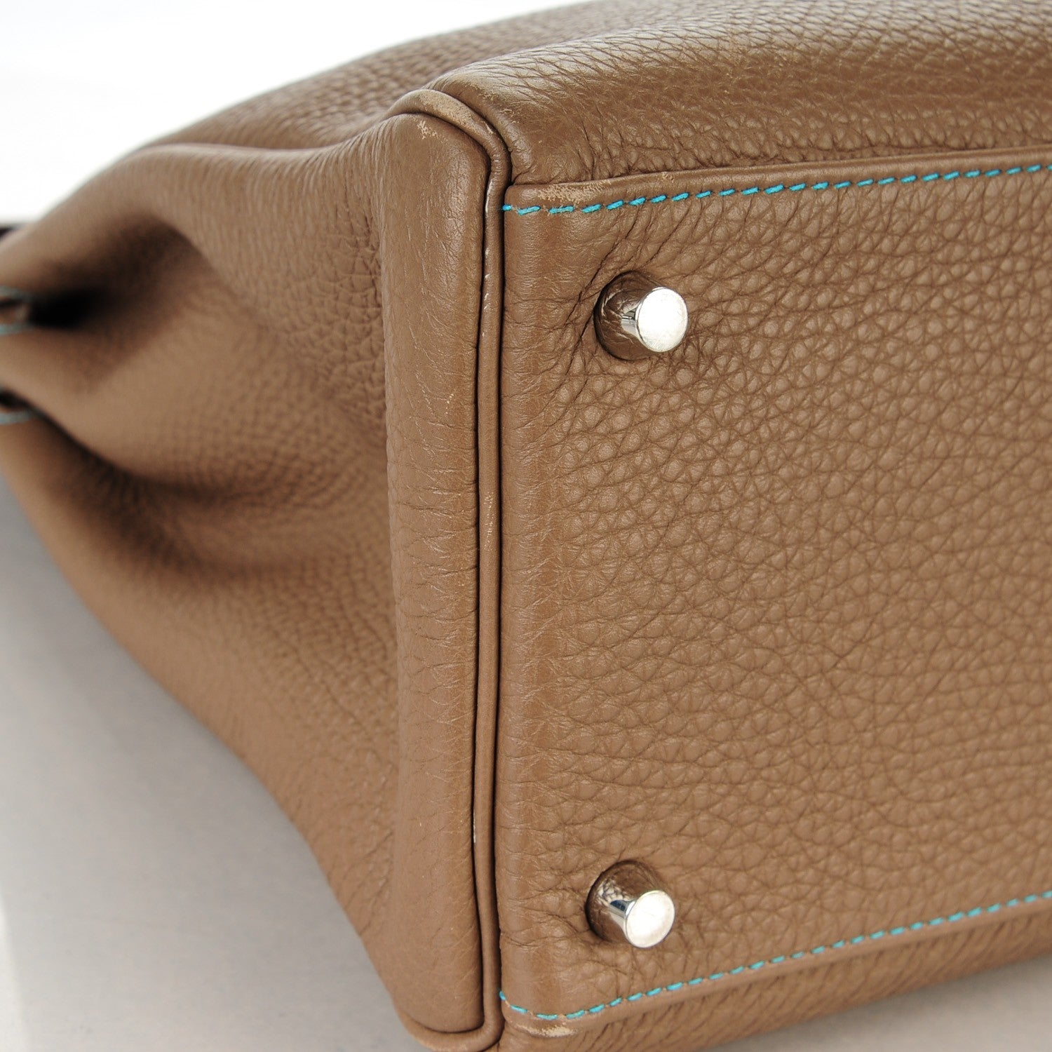 Hermes Togo Kelly Retourne Eclat 35 Etoupe Bleu Azteque 16 of 23