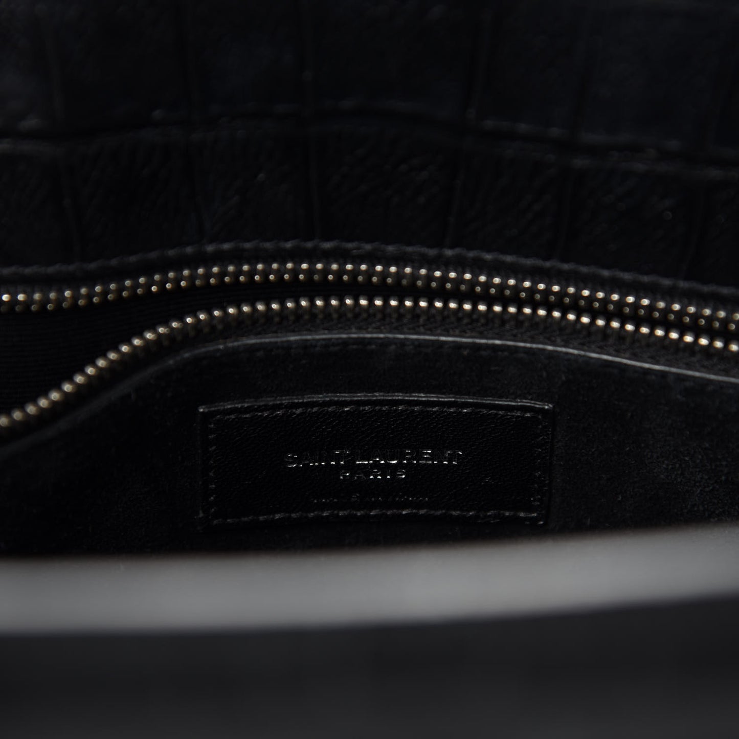 Calfskin Crocodile Embossed Small Sac De Jour Black