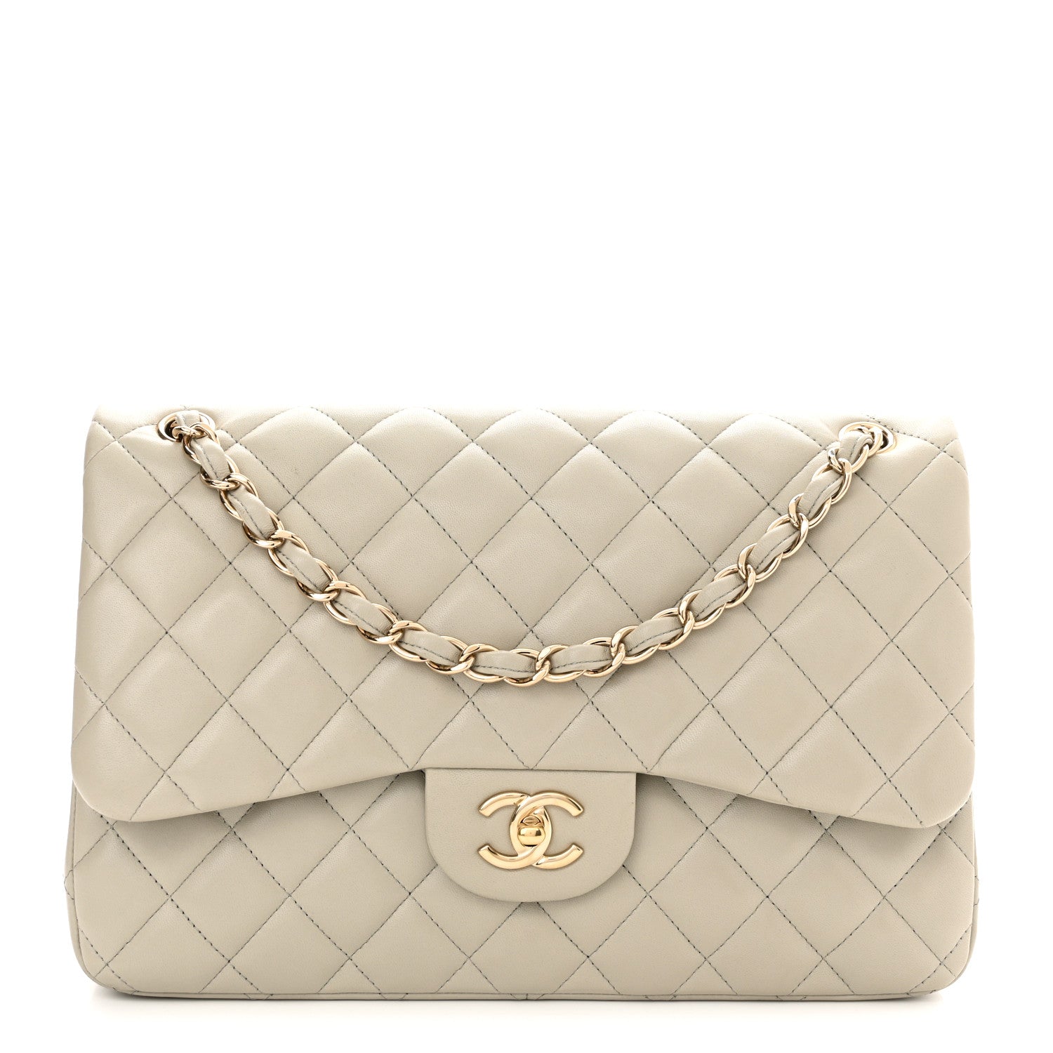 Chanel Lambskin Quilted Jumbo Double Flap Grey 1 of 9