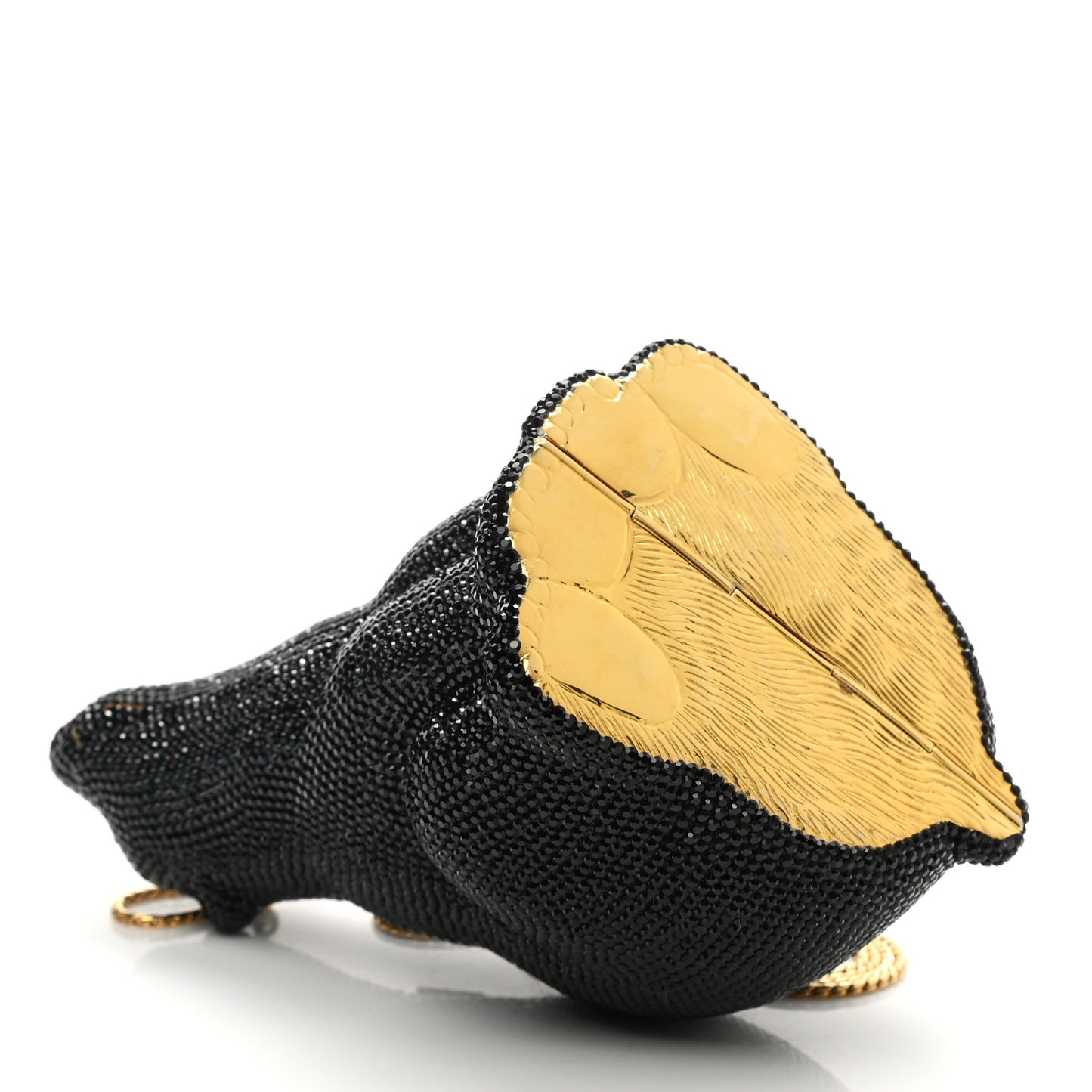 Swarovski Crystal Black Bear Minaudiere Clutch Black