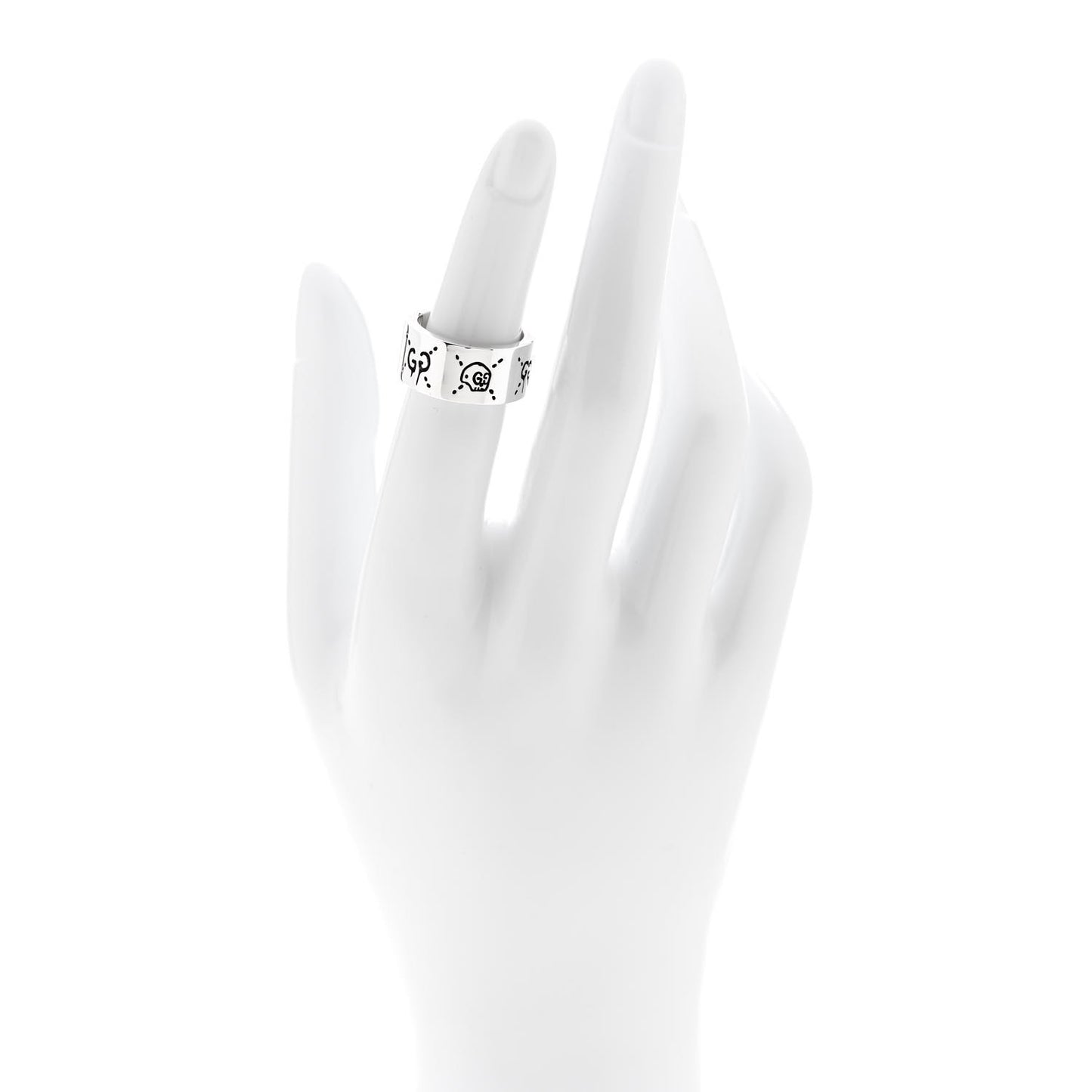 Sterling Silver GucciGhost Hamlet Skull Band Ring 49 5