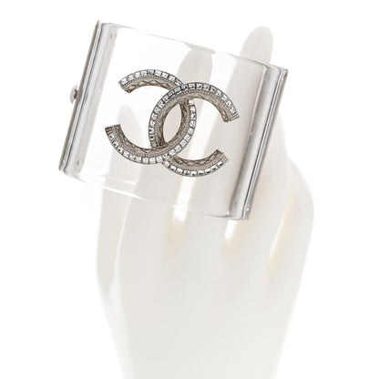 Chanel Lucite Baguette Crystal CC Cuff Transparent Silver 2 of 8