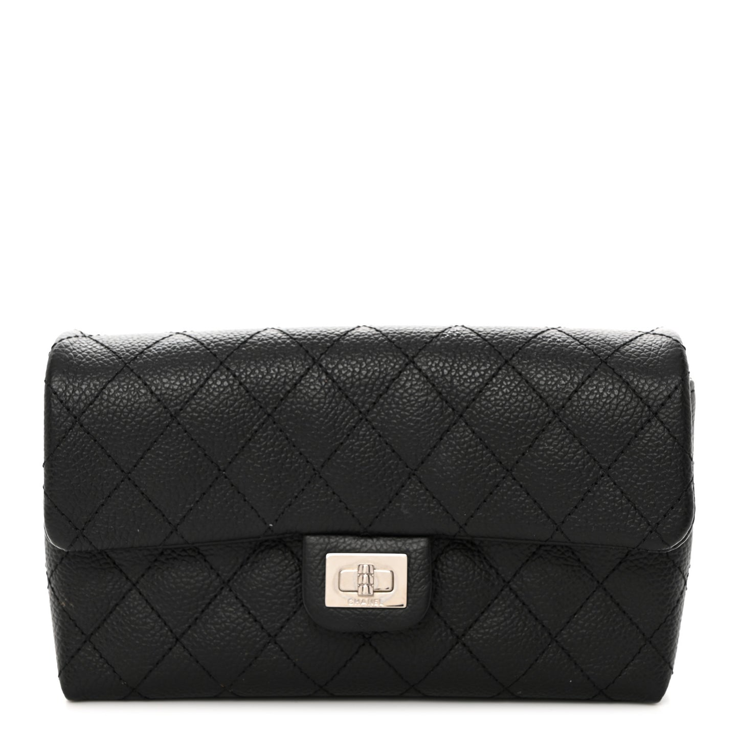 Grained Calfskin Quilted 2.55 Reissue Flap Belt Bag Clutch Black