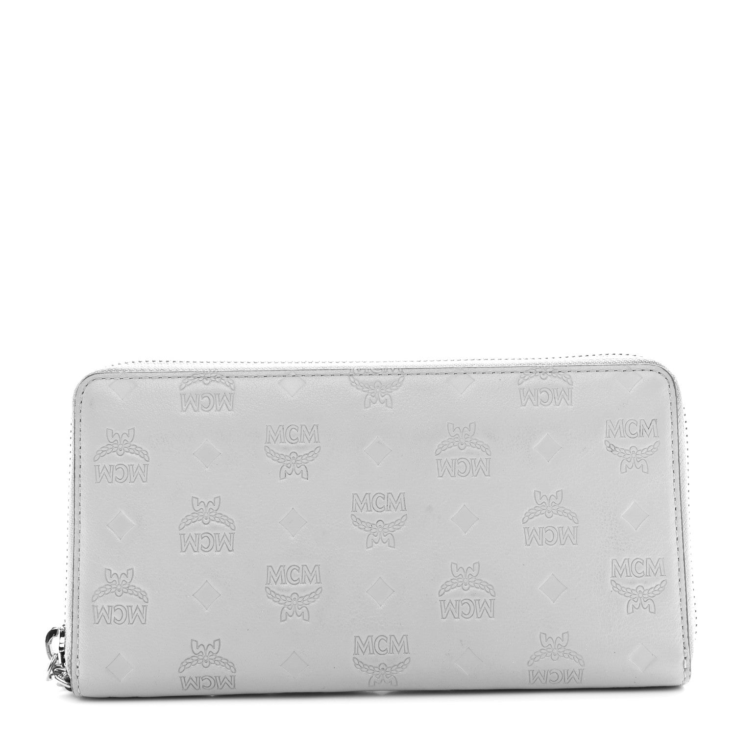 MCM Calfskin Ottomar Monogram Klara Zip Wallet Dove 1 of 9