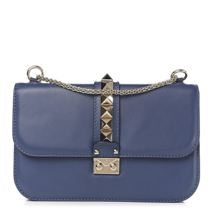Valentino Garavani Vitello Medium Glam Lock Rockstud Flap Indigo 1 of 10