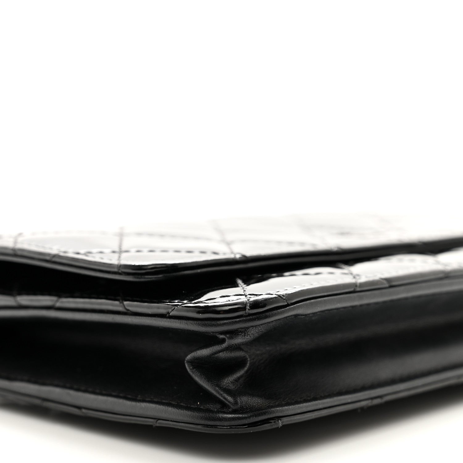 Chanel Patent Quilted Wallet On Chain WOC Black 10 of 15