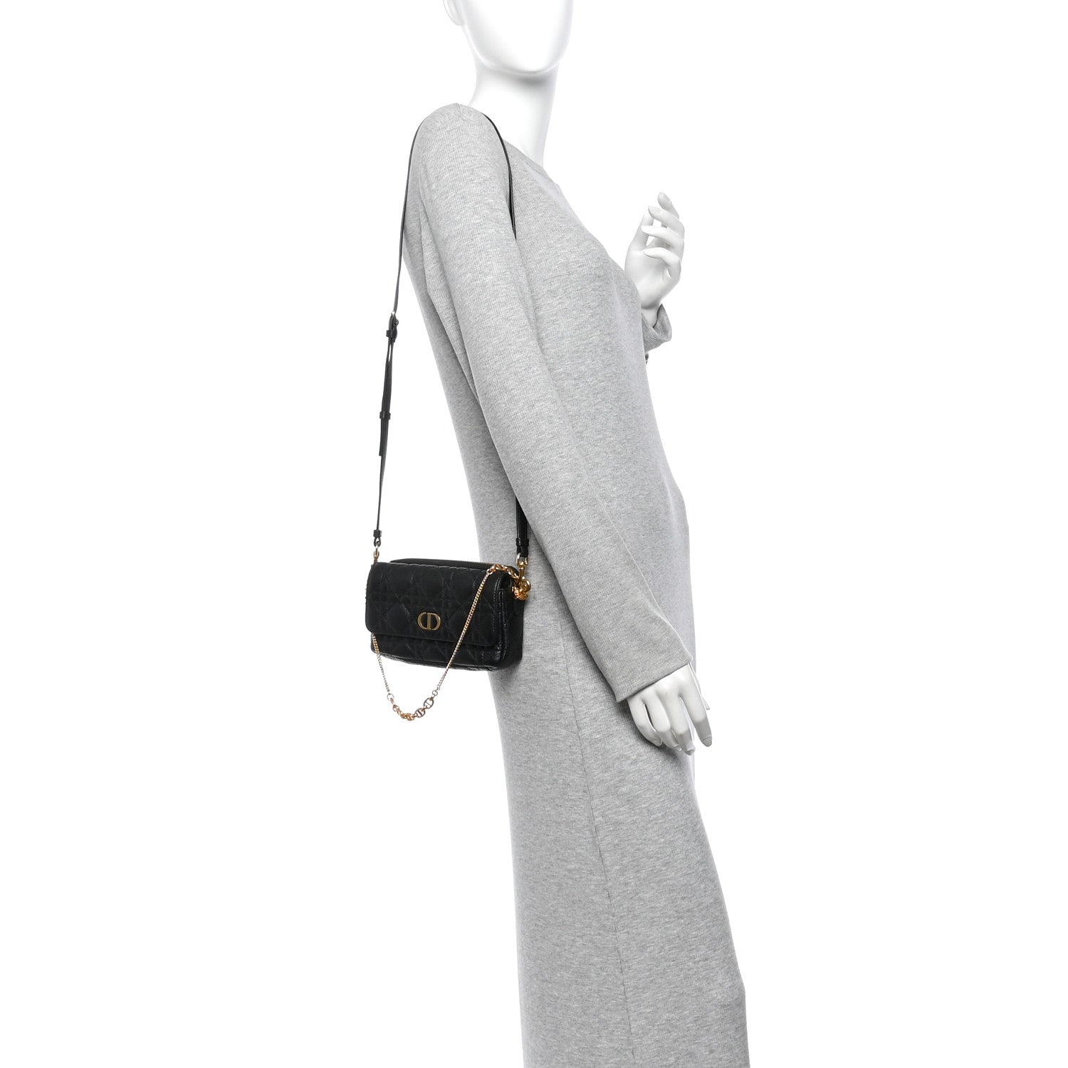 Christian Dior Supple Calfskin Cannage Caro Pouch With Chain  Black 2 of 11