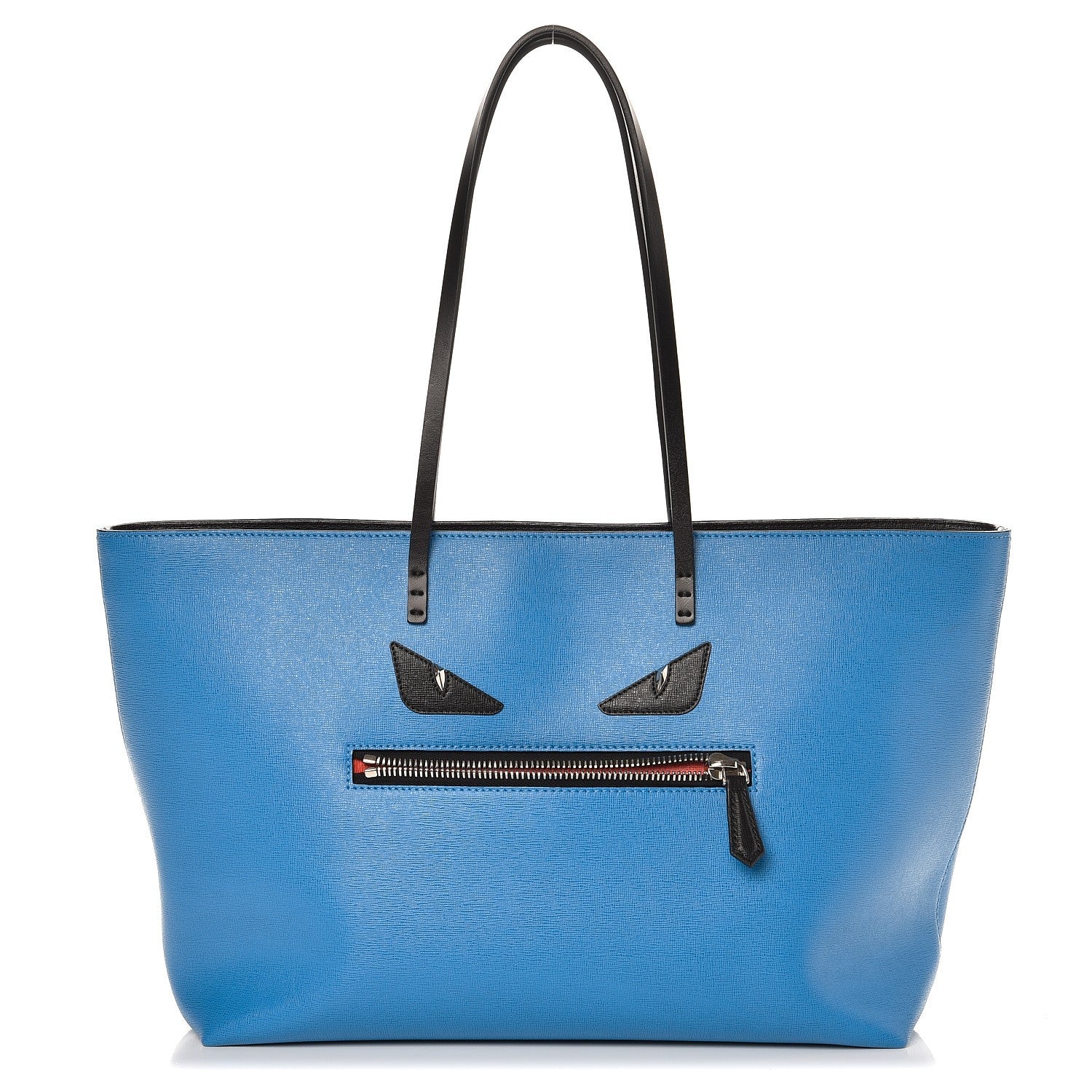 Fendi Vitello Elite Cuoio Monster Buggies Medium Roll Tote Blue Royal Black 1 of 8
