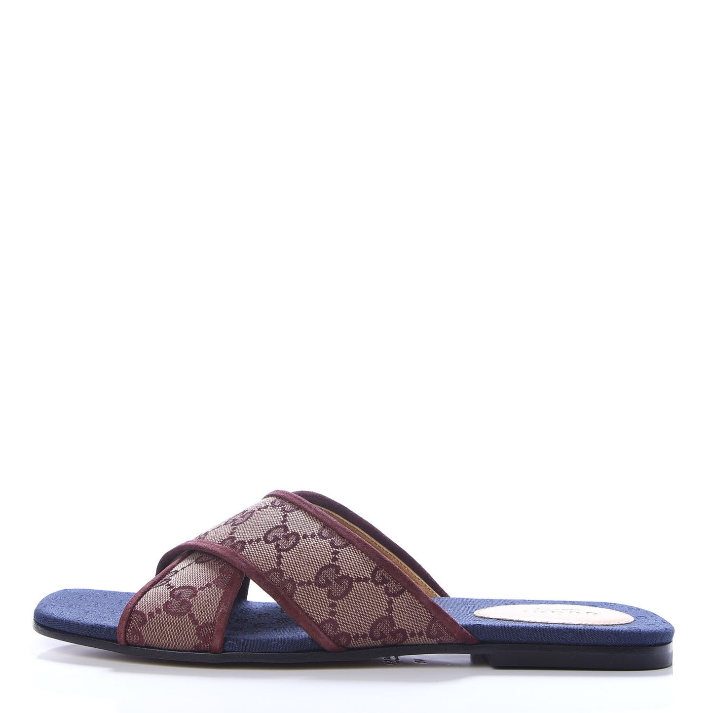 Canvas GG Monogram Womens Criss Cross Slide Sandals 40 Sahara Rubino Chardonnay
