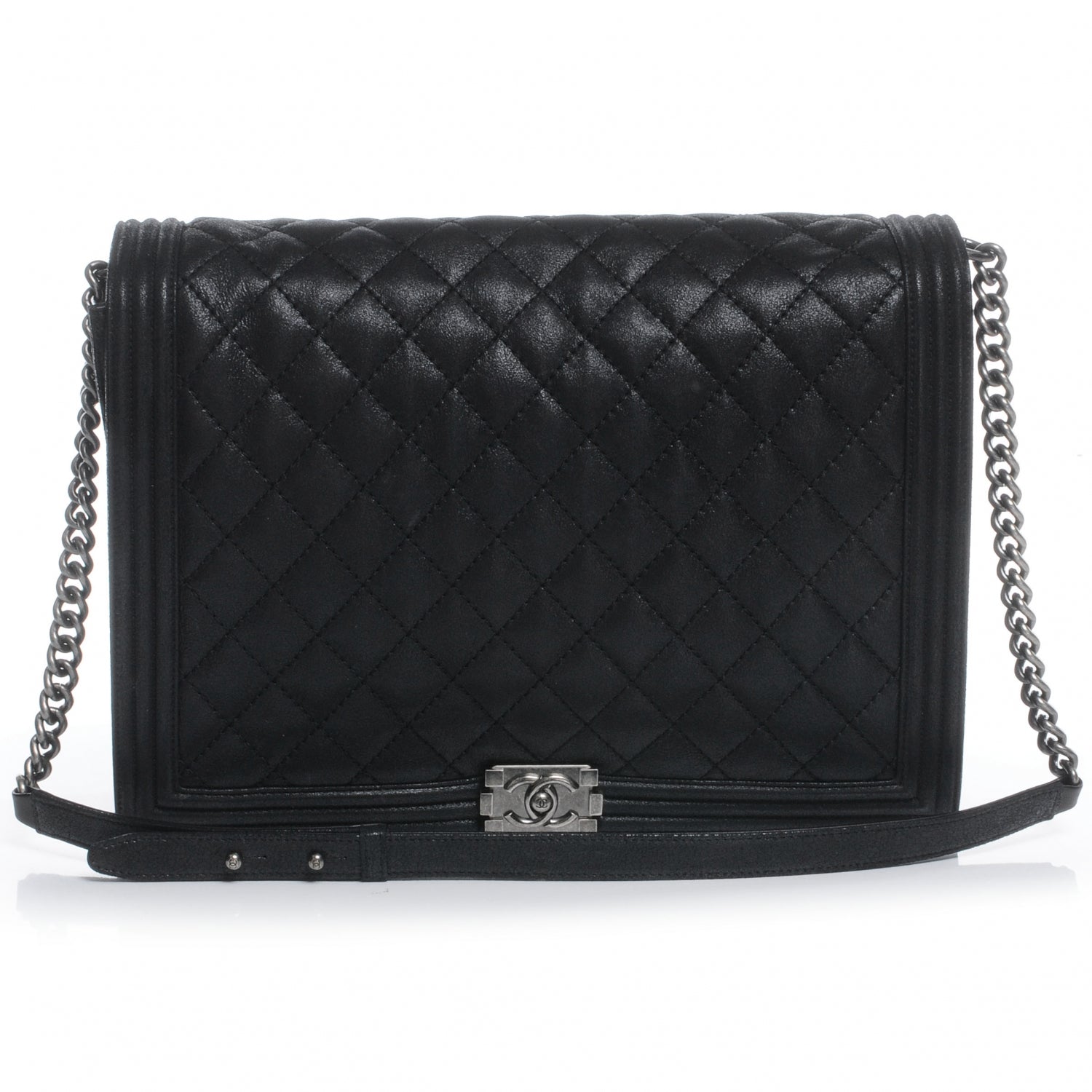 Chanel Iridescent Calfskin Quilted Large Gentle Boy Flap Black 1 of 8
