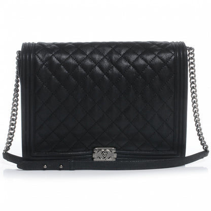 Chanel Iridescent Calfskin Quilted Large Gentle Boy Flap Black 1 of 8