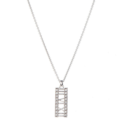 Tiffany 18K White Gold Diamond Atlas Bar Pendant Necklace 1 of 9