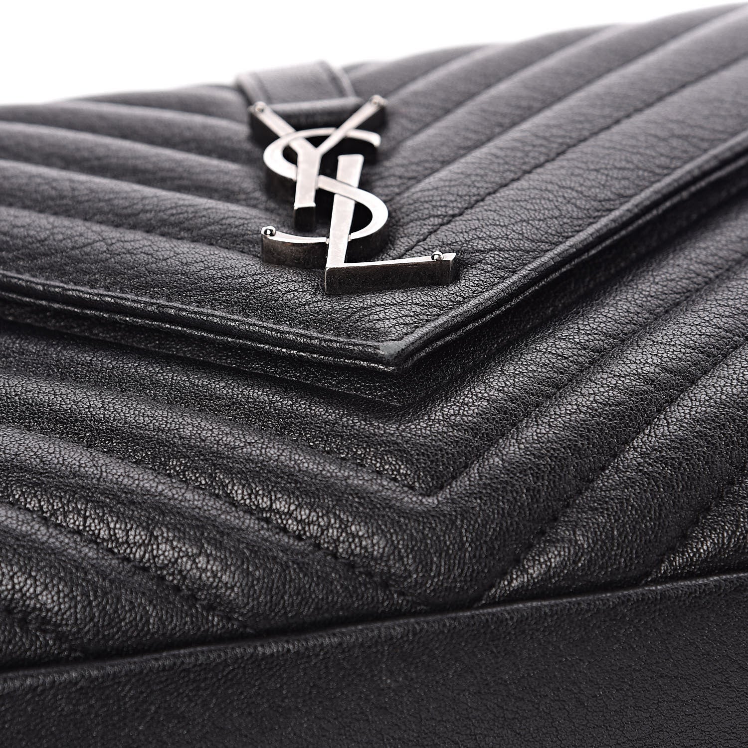Saint Laurent Sheepskin Matelasse Chevron Monogram Medium College Bag Black 18 of 18
